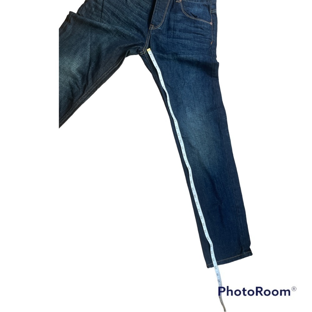 ASOS Dark Blue Wash Distressed Jeans Men’s 32x32 Button Fly Cotton Denim NWT - Picture 8 of 10